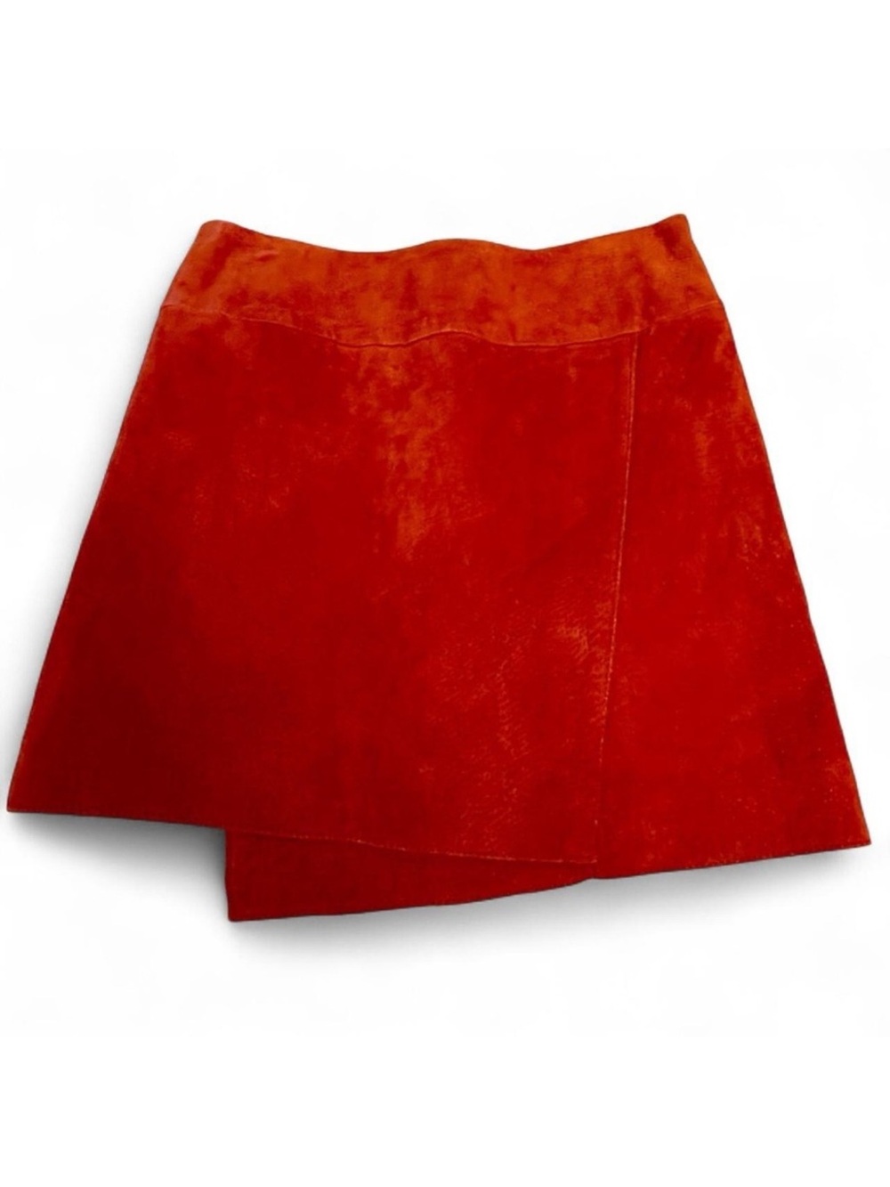 Y2K 100% Leather Red Mini Skirt Small
